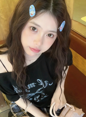 MongMong透色波点格纹猫咪发夹可爱甜美小清新鸭嘴夹ins卡通发卡