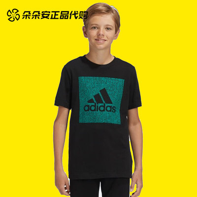 阿迪达斯短袖男黑色圆领短袖T恤