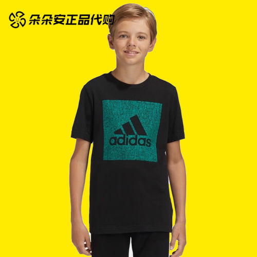 阿迪达斯短袖男黑色圆领短袖T恤