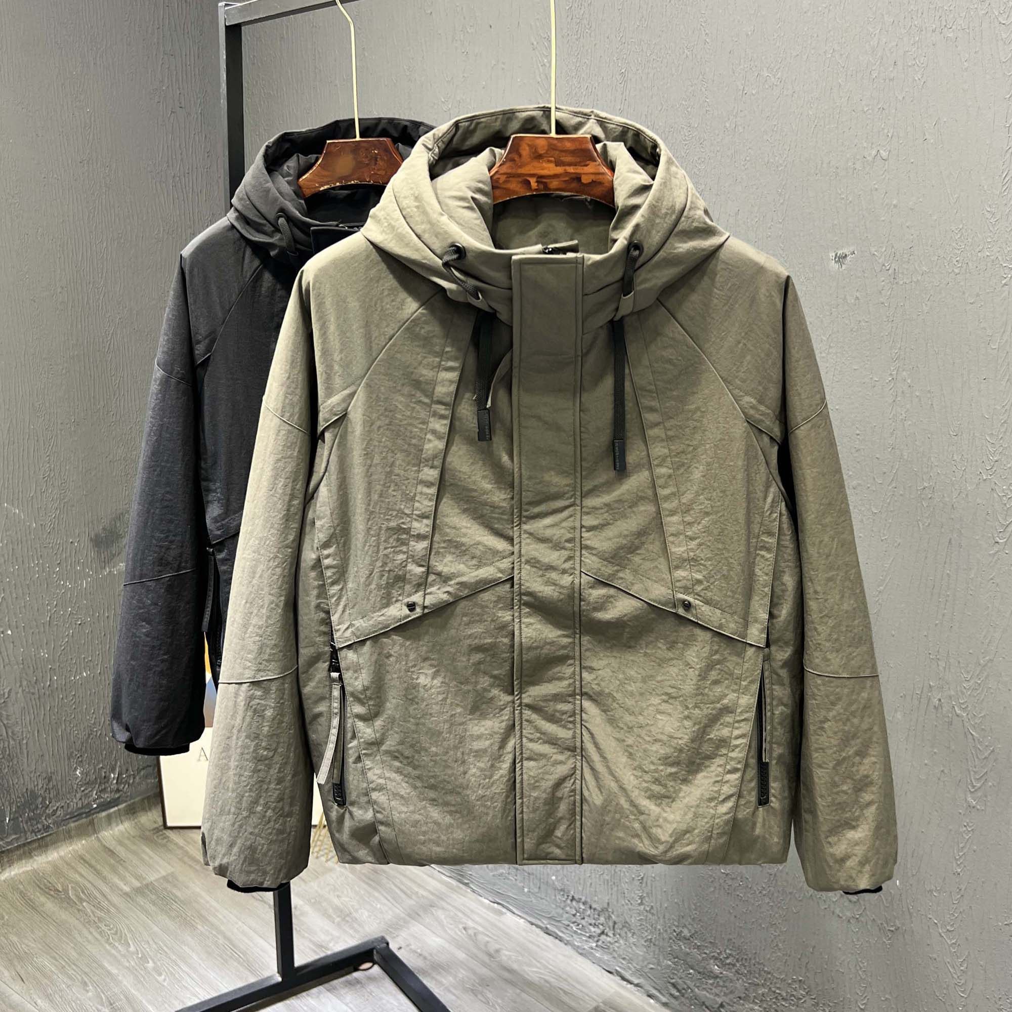 男士连帽加厚羽绒服外套冬季潮牌90白鸭绒休闲保暖工装派克服上衣