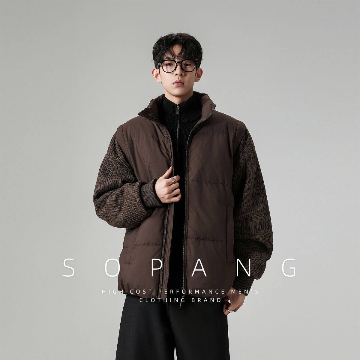 可变马甲SOP冬季高级感2025复古羽绒服男大码立领短款设计外套