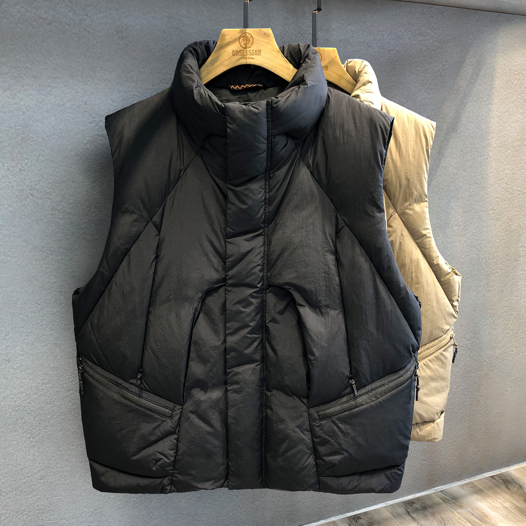 原宿机能风高蓬松90鸭绒加厚羽绒马甲男士外穿秋冬保暖羽绒背心男