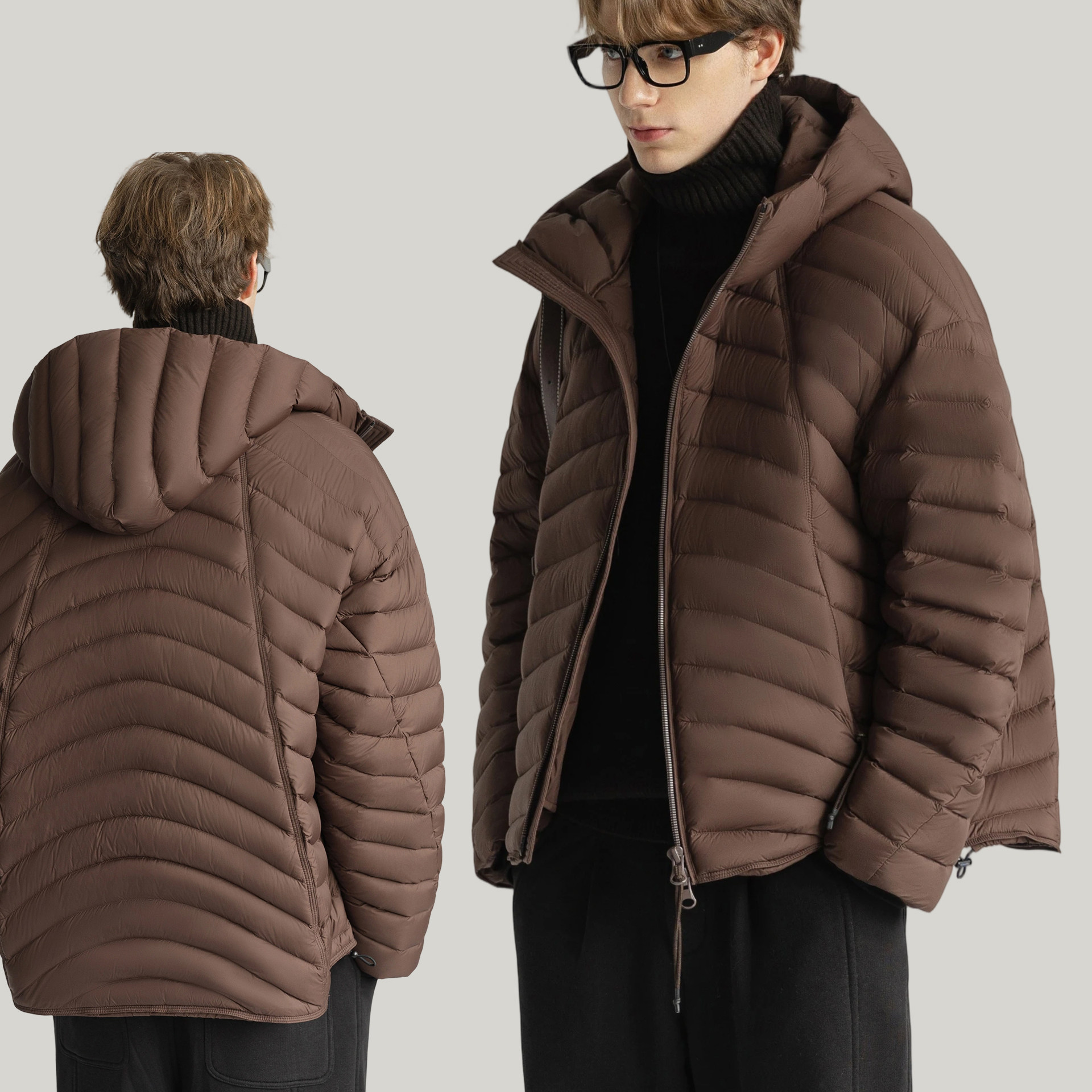 【充绒210g】防风加厚羽绒服冬季新款90白鸭绒连帽羽绒外套男