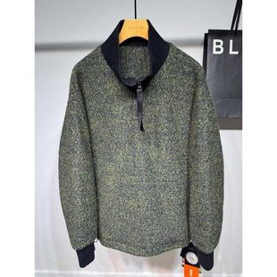 美式潮牌宽松阔版套头半拉链绵羊毛羽绒服男冬季青年90白鹅绒外套