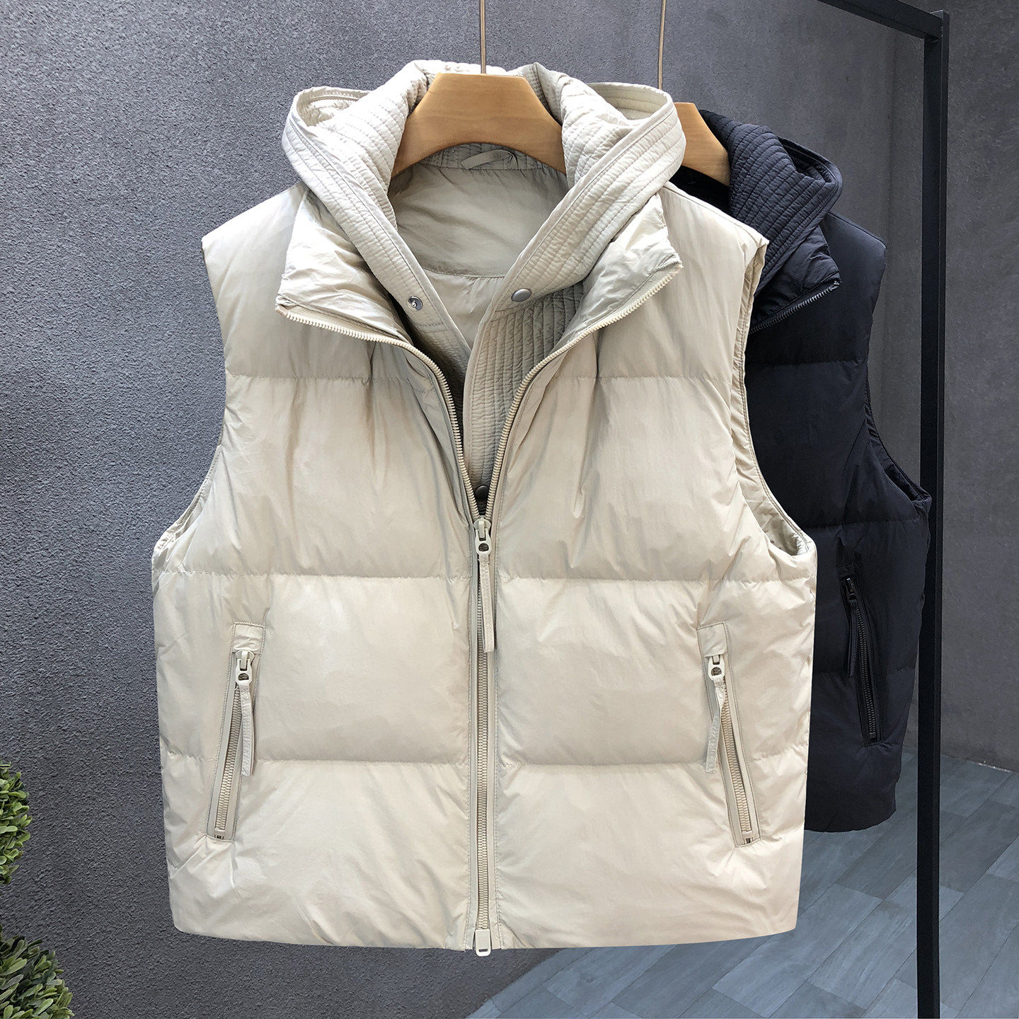 流行连帽羽绒马甲男高端无袖羽绒服背心2025冬季新款男士保暖外套