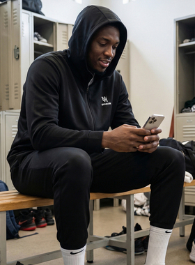 UHBALLER美式精英篮球款帽衫卫衣裤套装男子加绒拉链外套束脚裤