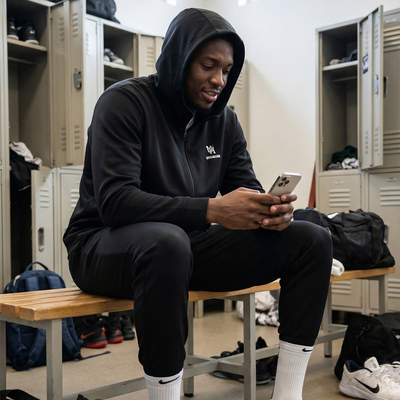 UHBALLER美式精英篮球款帽衫卫衣裤套装男子加绒拉链外套束脚裤