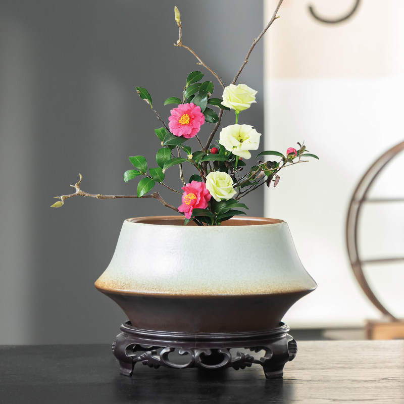 古典素雅插花剑山陶瓷花盆室内桌面装饰复古器皿小号大口径摆件,鲜花速递/花卉仿真/绿植园艺,花盆,淘宝优惠券,粉丝福利购,淘宝优惠卷