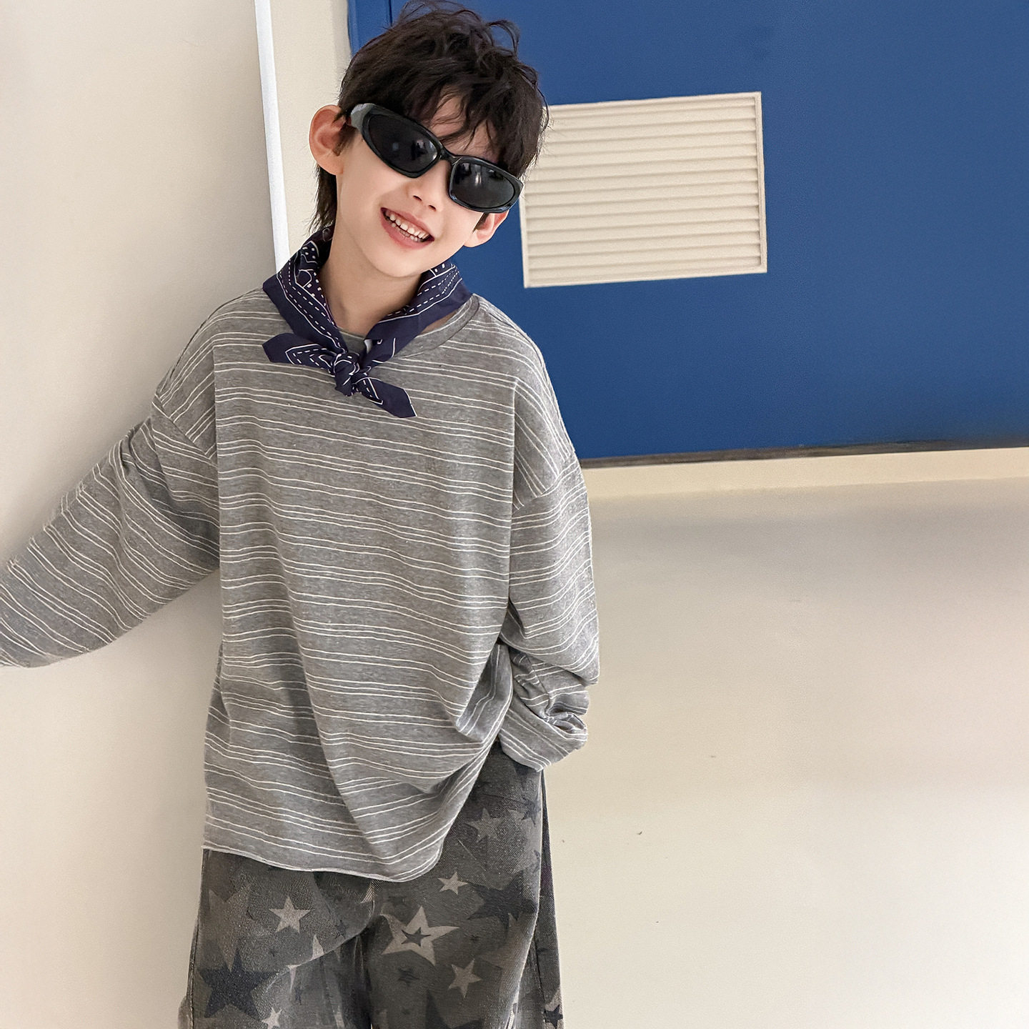 貌貌妈家男童T恤春季韩版童装2026新款儿童百搭宽松条纹长袖上衣,童装/婴儿装/亲子装,T恤,淘宝优惠券,粉丝福利购,淘宝优惠卷