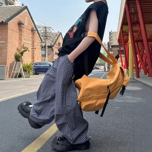 儿童格子防蚊裤直筒阔腿束脚裤