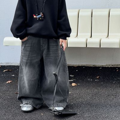 男童美式加绒直筒牛仔裤加厚长裤