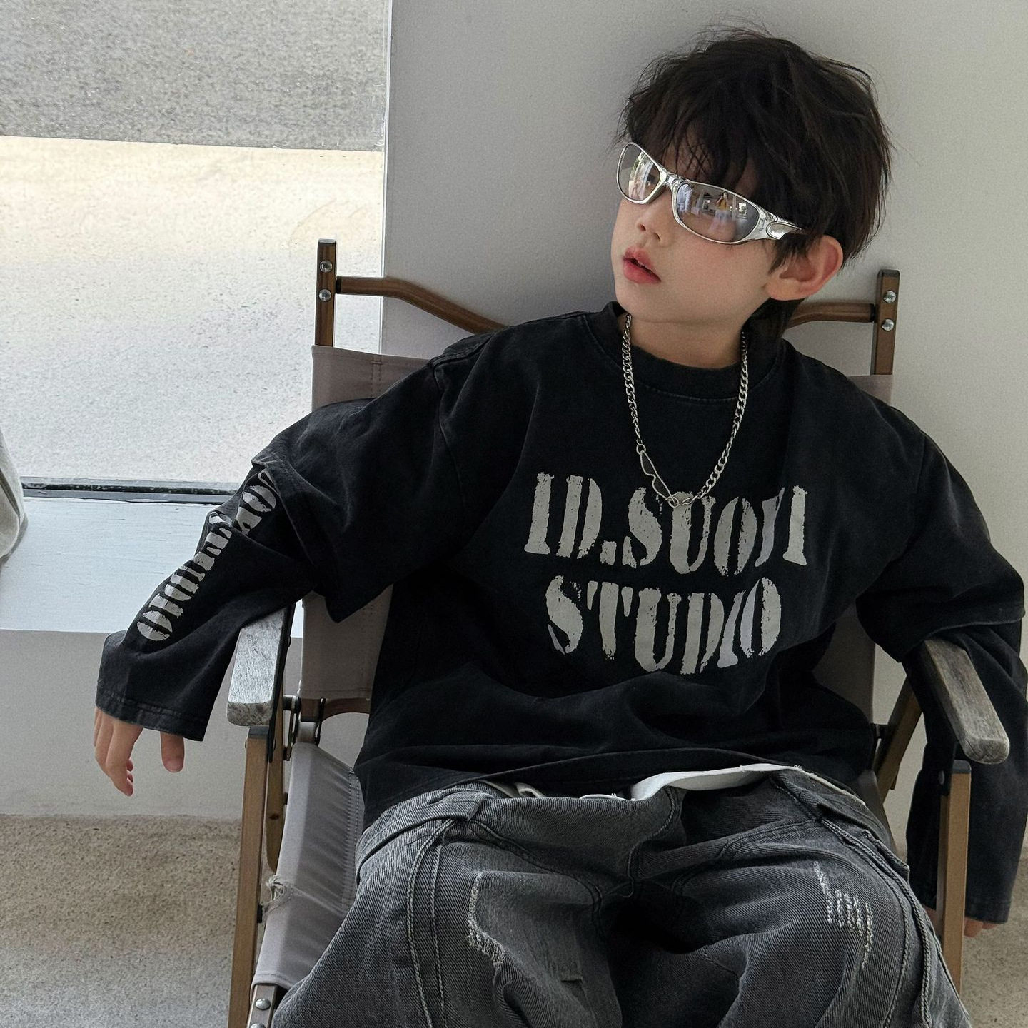 貌貌妈家2025秋季新款儿童美式T恤男女童假2件卫衣字母休闲打底衫,童装/婴儿装/亲子装,T恤,淘宝优惠券,粉丝福利购,淘宝优惠卷