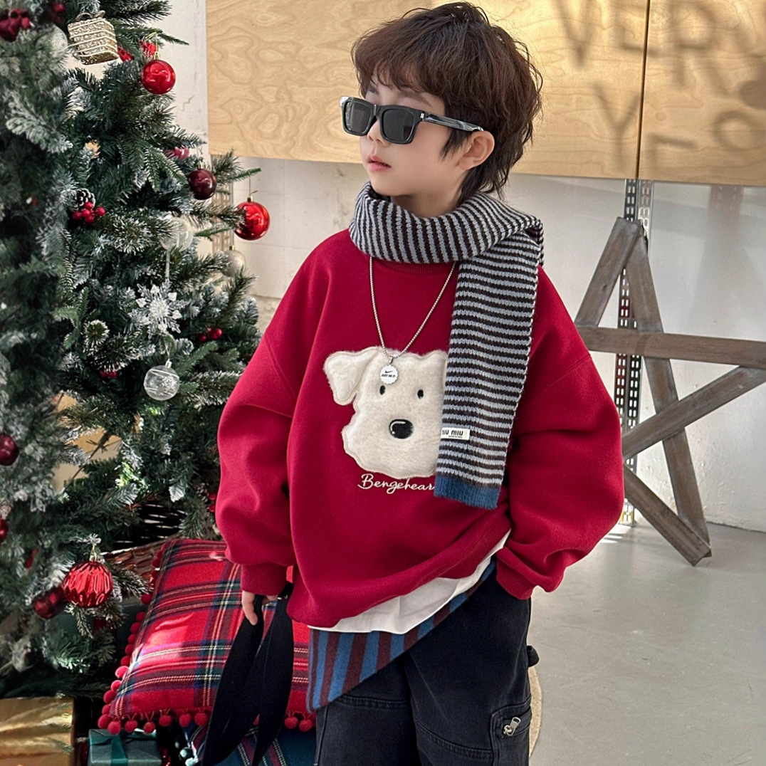 儿童加绒圆领卫衣新年服圣诞服