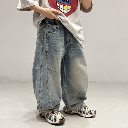貌貌妈家男女童裤子2025春新款儿童牛仔裤百搭洋气100-170痞帅潮