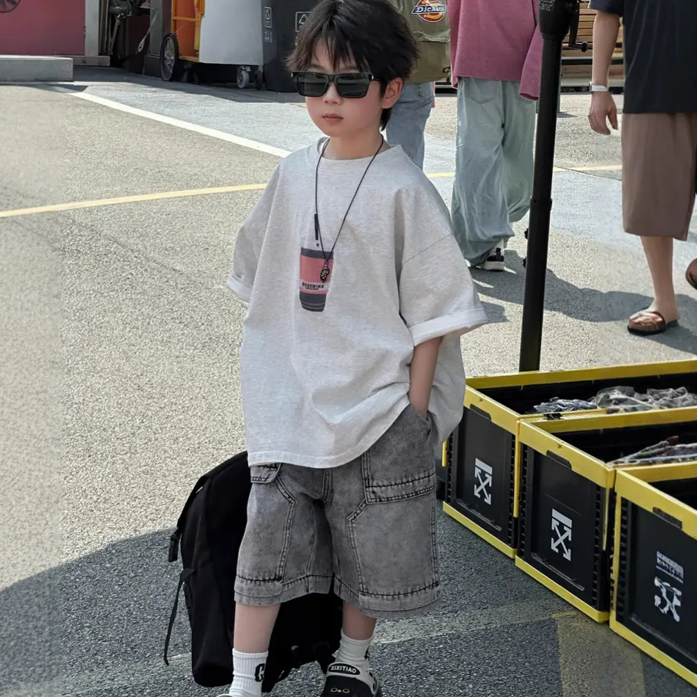 貌貌妈家2025夏季新款韩版儿童印花短袖T恤纯棉男童宽松百搭短T恤