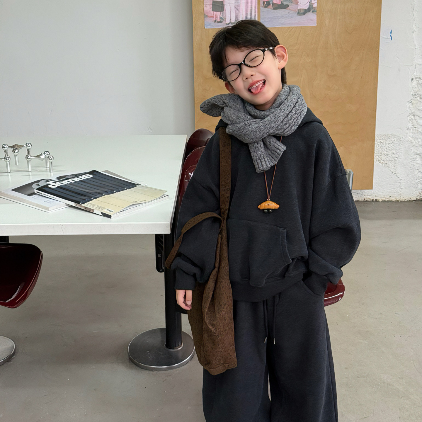 男童加绒加厚2件套装厚卫衣裤子