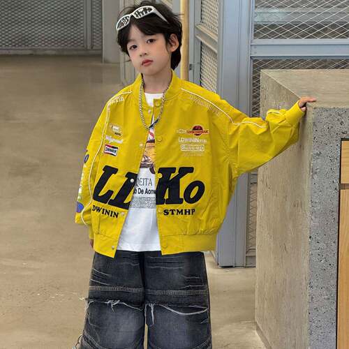 儿童休闲字母棒球服外套美式夹克