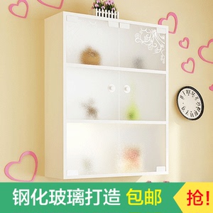包邮钢化玻璃吊柜挂柜储物柜厨房吊柜玻璃展示柜玻璃书柜壁柜