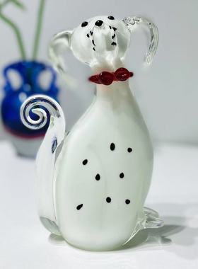 淄博琉璃老货小白狗摆件装饰品礼品单轻奢装饰