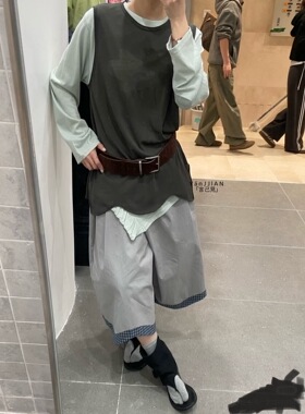 YAN 2026春季新款韩国广州十三行百搭松紧腰阔腿休闲裤女七分裤