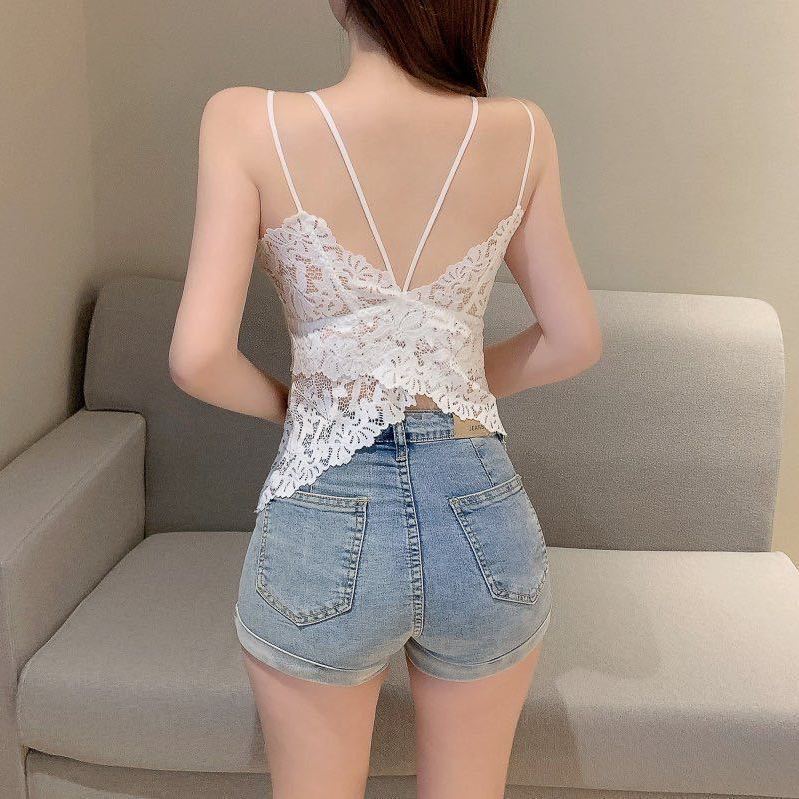蕾丝美背吊带小背心女夏外穿内搭带胸垫文胸一体内衣2025新款打底