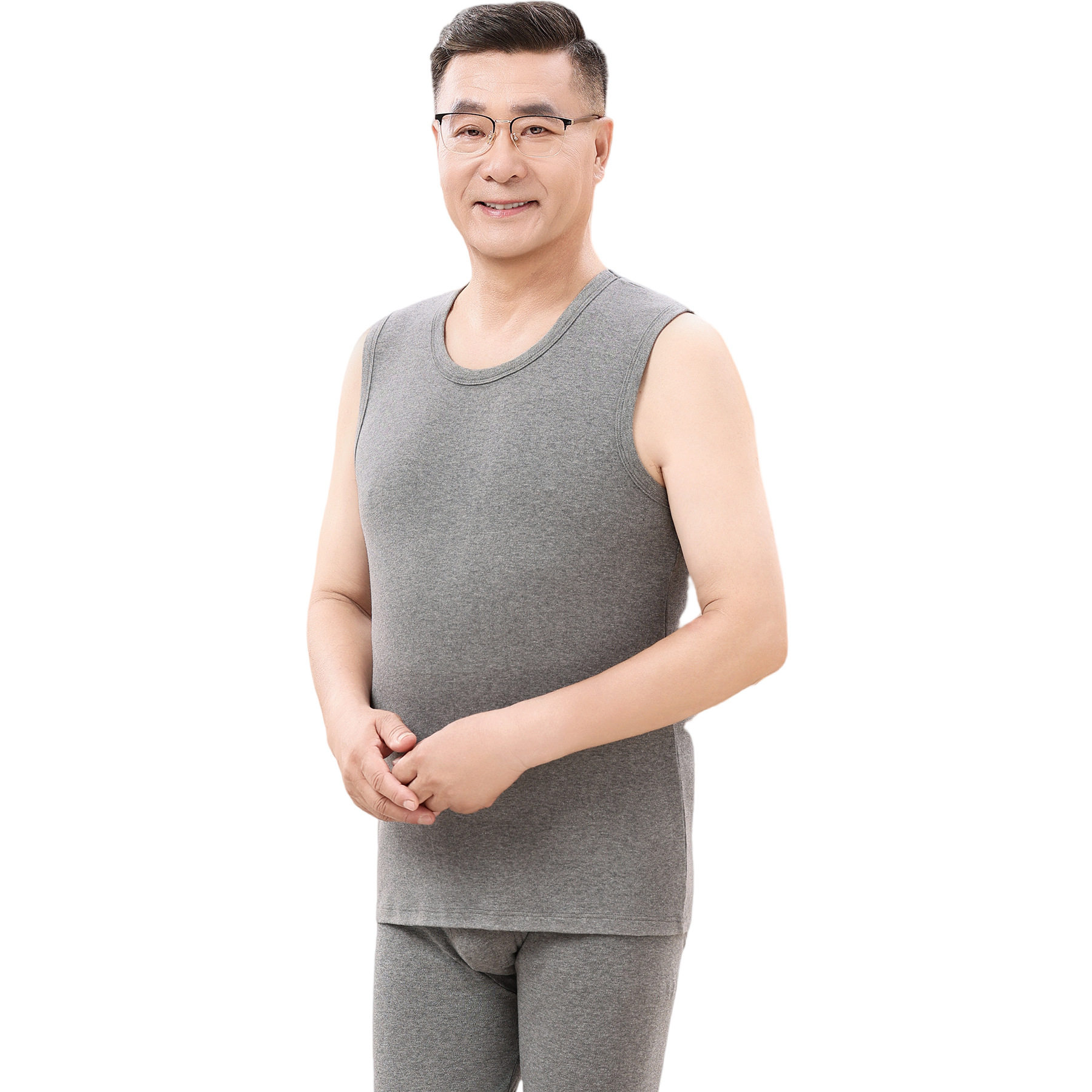 100%纯棉宽肩保暖背心男款加肥加大码秋冬季全棉宽松无袖坎肩吸汗