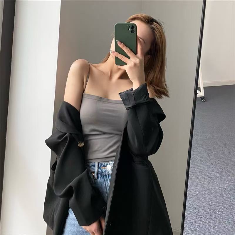 甜辣妹白色抹胸内衣女夏季防走光裹胸内搭外穿小吊带背心透气薄款