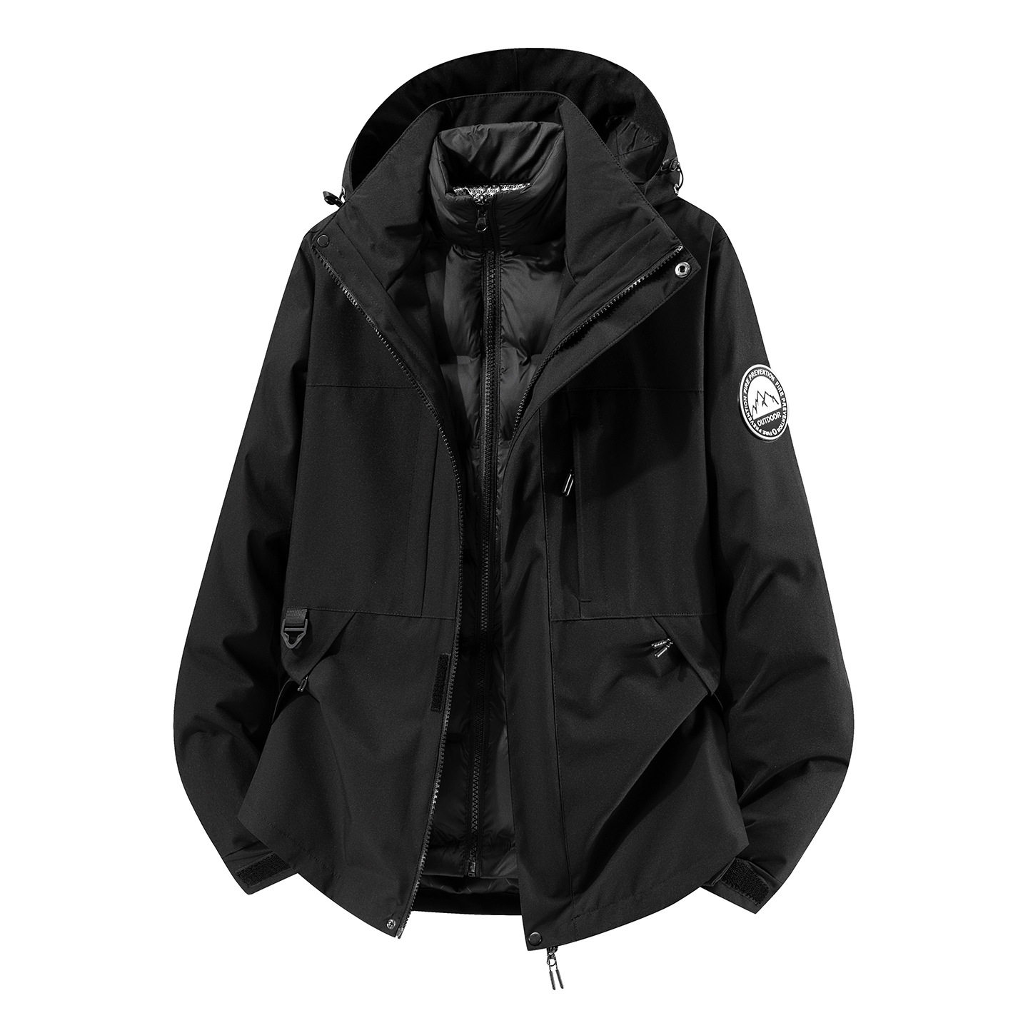 冲锋衣羽绒服三合一定制印LOGO工作服刺绣男女款工装外套防风防水