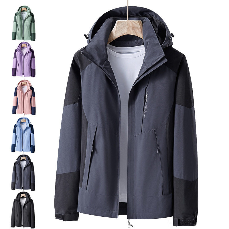 冲锋衣男女春秋薄款登山服外套纯色工作服印LOGO单层情侣1818