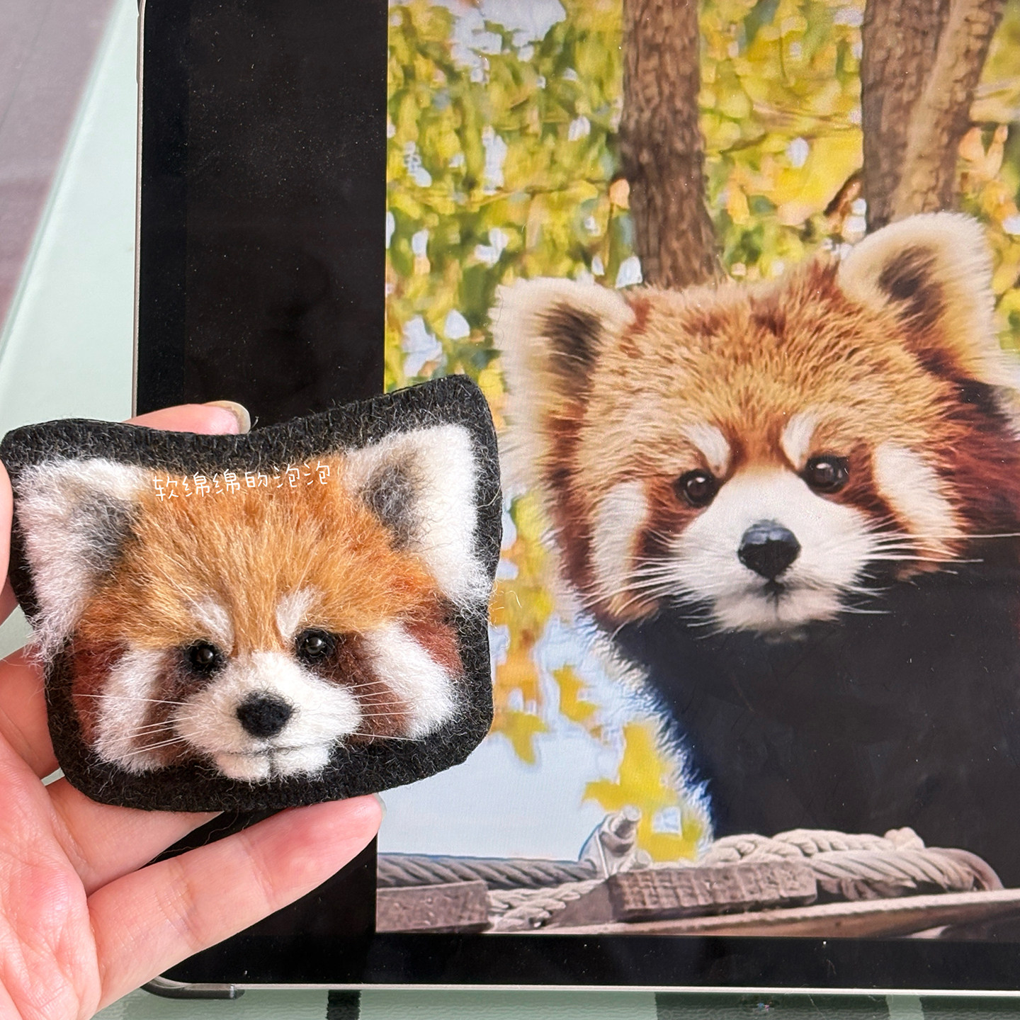 成品现货｜浮雕植毛款｜羊毛毡小熊猫毛毛胸针