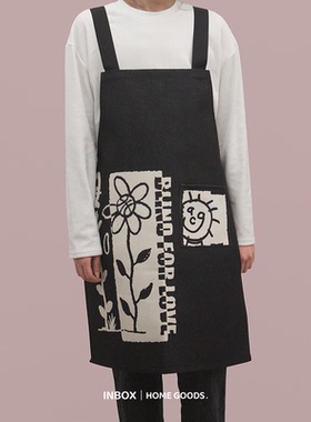 INS可爱简约日式棉麻防水防油围裙男女高颜值耐脏耐用便携皮围腰