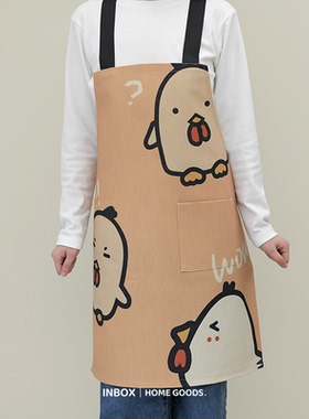 可爱卡通萌鸡女生烘焙餐饮工作围裙厨房家用做饭防污防油家务围腰