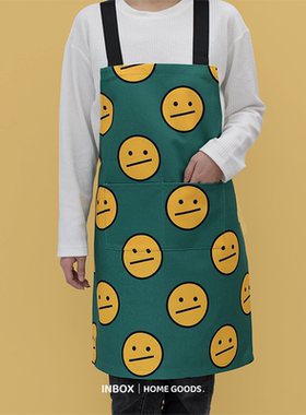 卡通可爱家用厨房做饭防油防污棉麻女子围裙咖啡烘焙创意工作围腰