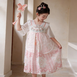 女童汉服连衣裙2026夏儿童中国风唐风雅韵高端刺绣仙气古风公主裙