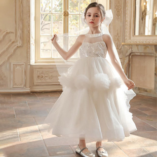 女童公主裙2026夏儿童立体玫瑰花气质生日礼服裙蓬蓬裙网纱连衣裙