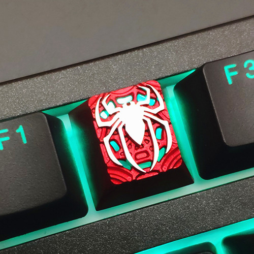 透光蜘蛛机械键盘金属键帽