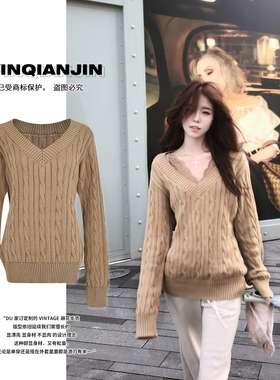 尹千金【老钱日记】奶油贝果秋冬百搭32支高克重麻花毛衣S243303