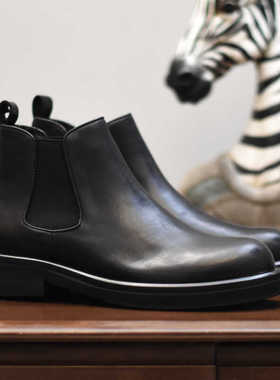 /有加绒/英伦手工马皮高帮休闲男靴复古圆头厚底男士切尔西靴短靴