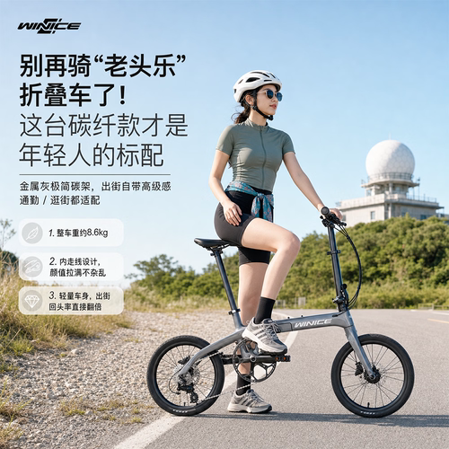 WINICE碳纤维折叠自行车油碟刹