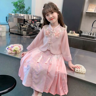 女童汉服春装2026新款儿童洋气国风中式马面裙春秋款女孩古风套装