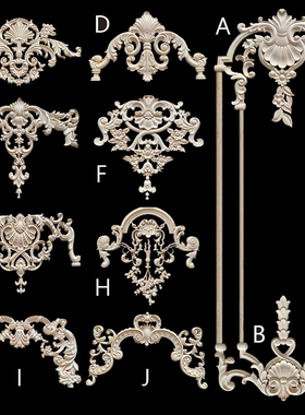 东阳木雕实木贴花木雕角花欧式花格电视背景墙法式摆件柜门护墙板