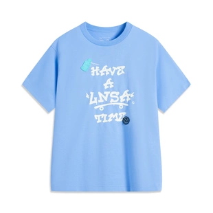 李宁男大童运动生活系列吸湿排汗冰感舒适短袖 T恤YHSV031 文化衫