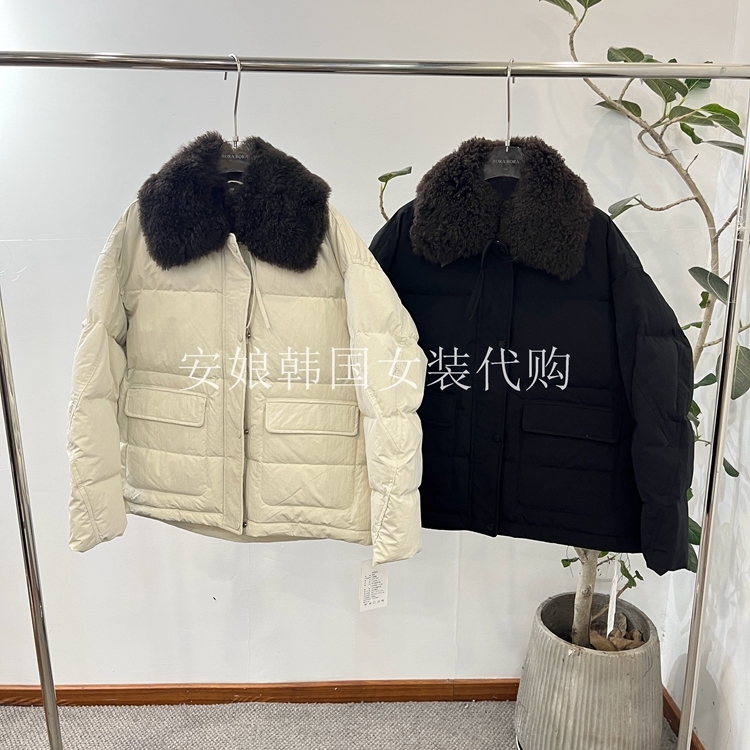 毛毛翻领白鹅送压格羽绒服外套