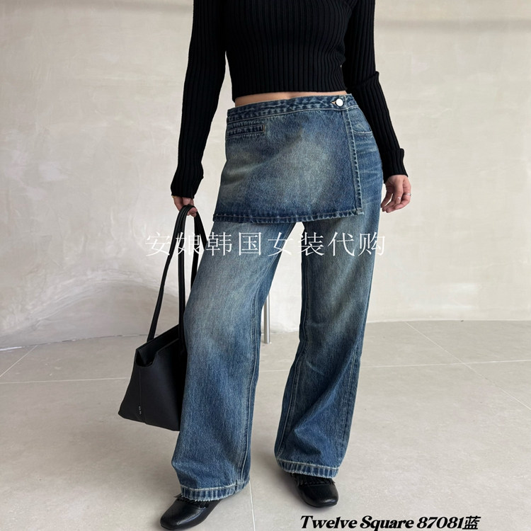 韩国代购PH23可拆卸屁帘牛仔裤