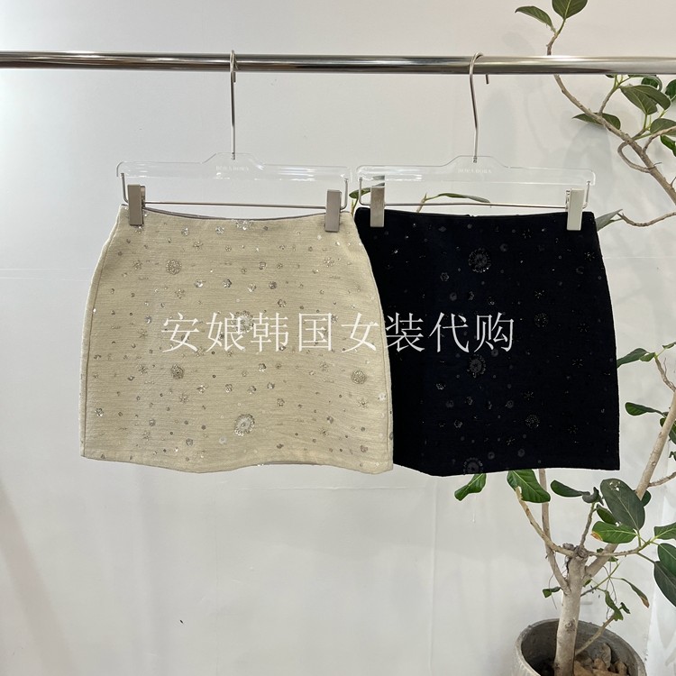 时尚高腰重工钉珠短裙半身裙