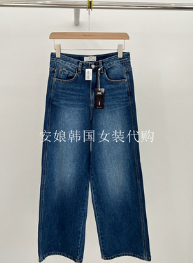安娘韩国代购的进口女装2025秋新款时尚直筒磨白蓝色牛仔裤34646