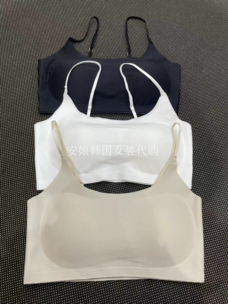 安娘韩国代购大U型美背薄无痕露背隐形舒适吊带背心式文胸无钢圈
