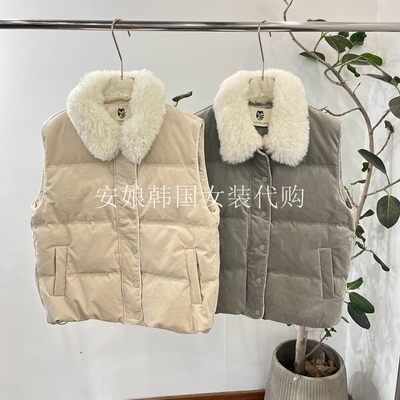 羊羔毛白鹅绒羽绒马甲