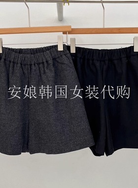 安娘韩国代购女装2025秋季新款时尚松紧腰直筒毛呢休闲短裤89405