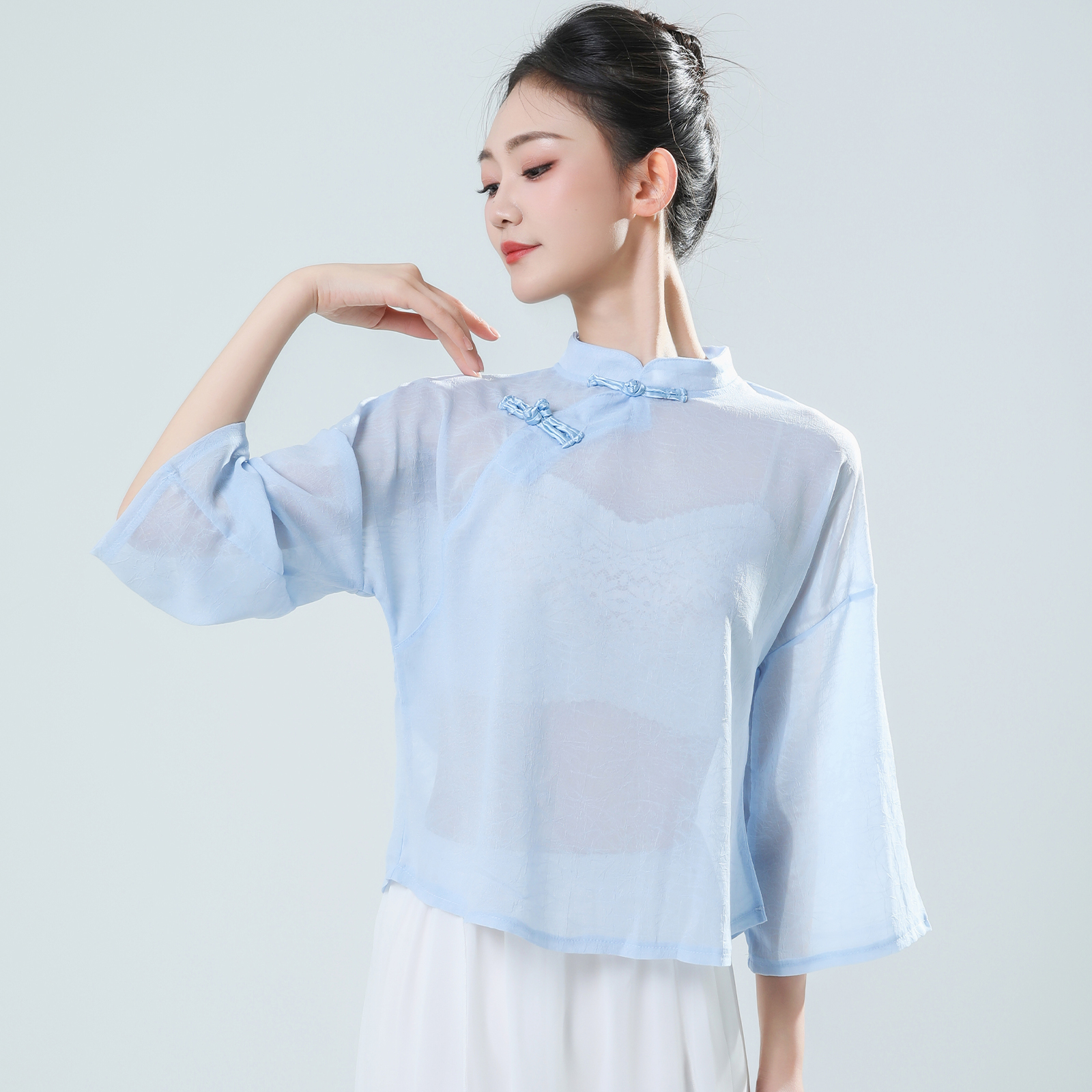 古典舞练功服复古盘扣改良旗袍上衣国风女中国舞专业演出舞蹈服装